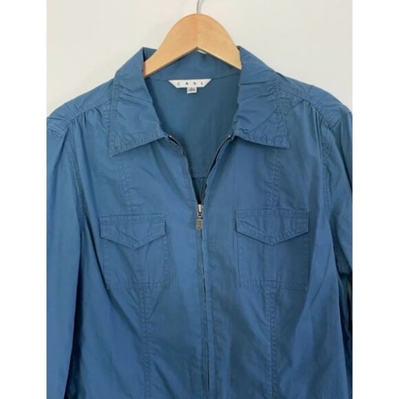 CAbi Women Cargo Utility Blue Fly Away Jacket Cotton Size Large F15 - Picture 4 of 10